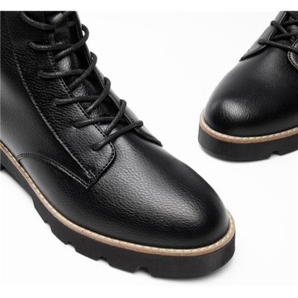 Women's Combat Ankle Boots Lace up Lug Sole Fashion Booties Shoes - Picture 5 of 7